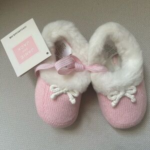 Pink Baby Booties with White Fur Trim